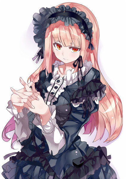 ピンク×ブラックのかわいいフリルドレス｜イラスト・フリー素材
