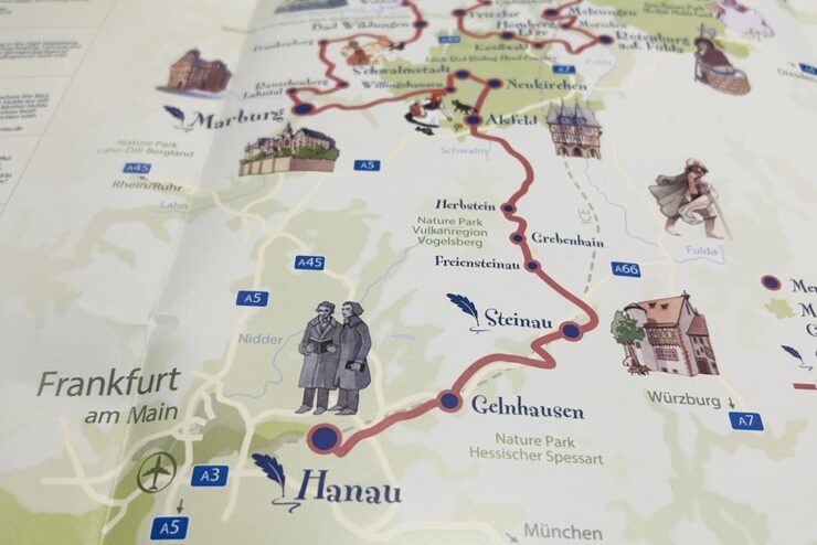 ドイツメルヘンランド鉄道地図　グリム童話　ハウフ童話　金かまぼこ額装入り ドイツメルヘンランド鉄道地図 グリム童話 ハウフ童話 金