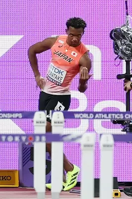 レース前のポーズも話題になった、110mハードルで5位に入った村竹ラシッド。ロサンゼルス五輪への希望を抱かせた