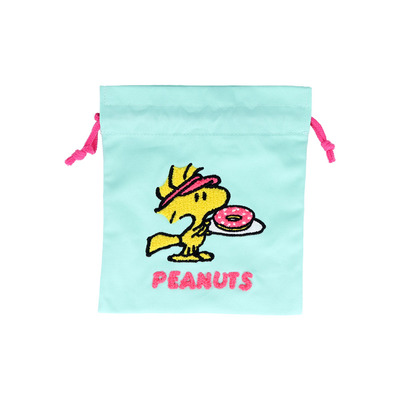 サガラ刺繍巾着 ミントグリーン