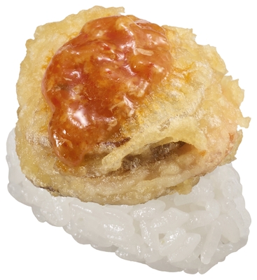 帆立の天ぷらにぎり チリソース