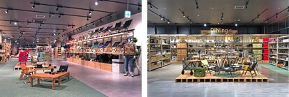 画像左:チェア展示スペース「Furniture Field」、画像右:「DINing」コーナー
