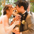待望の結婚式、柴犬越しに“誓いのキス”をして……　幸せあふれる姿に「素敵すぎ」「この絵は憧れちゃう」の声