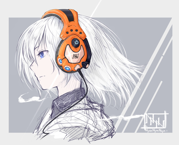 音楽を楽しもう！ 「ヘッドホン」を付けた女の子キャラクターの