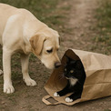 犬が公園に落ちていた紙袋の中から猫を発見、そこから家族になるまでの物語(New!!)