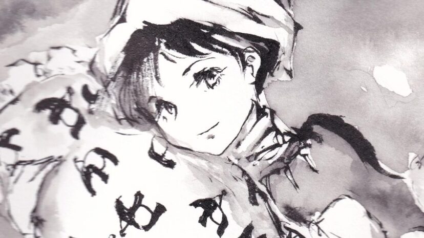 書道用の筆と墨で「ドレミー・スイート（東方Project）」を描いてみた