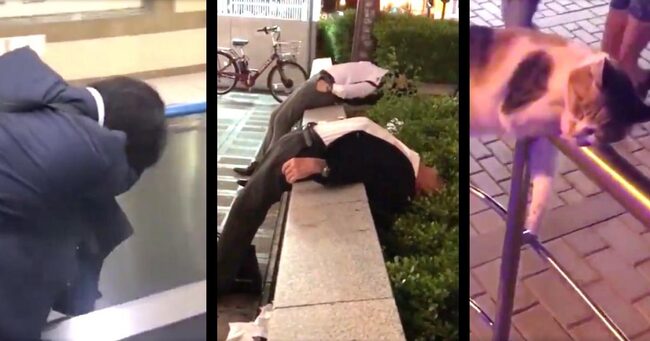 渋谷の路上でヤバすぎる寝方をしている人ばかりを集めたtwitterアカウントがヤバい どうしたらこんな寝相になるんだろ ニコニコニュース