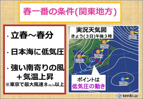 一 で 早い 最も 観測 の 記録 春 の 番 関東 関東地方で｢春一番｣1988年以来最も早い発表に。地域によって定義が違う？