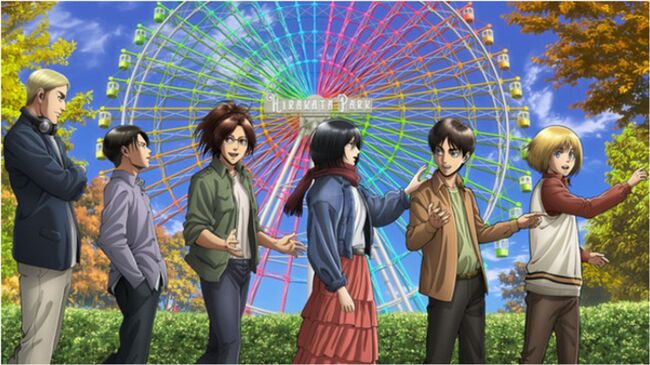 進撃の巨人展finalinひらかたパーク エレンらが園内を楽しむ描き下ろしイラスト公開 京阪電車とのコラボも ニコニコニュース