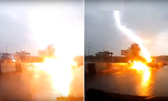 走行中の車に雷が2度も落ちるという嫌なミラクル現象が発生 ロシア ニコニコニュース 走行中の車に雷が2度も落ちるという嫌なミラクル現象が発生 ロシア ニコニコニュース
