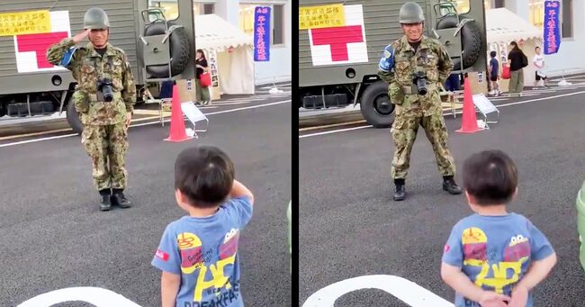 台風15号 自衛隊の入浴支援の最終日 3歳の少年と自衛隊員の対応が 心暖まる 泣ける と話題に 小さな子供にも隊 ニコニコニュース