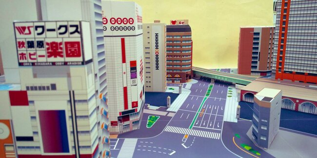 秋葉原の街のジオラマができる 肉の万世 がペーパークラフトを無料提供中 ニコニコニュース