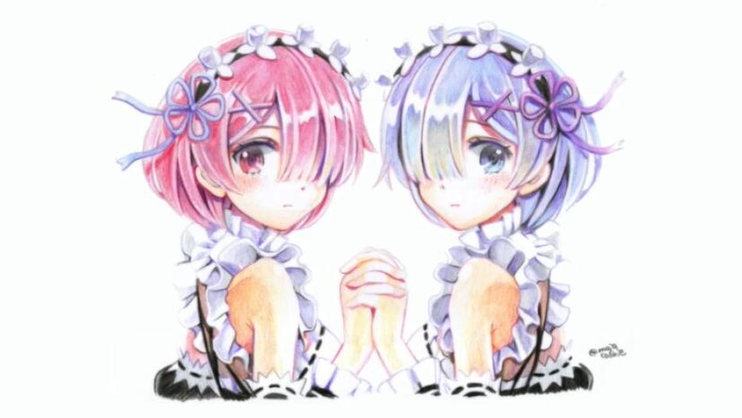 リゼロ』レム＆ラムを色鉛筆で描いてみた！ 色を塗り重ねるほど増す