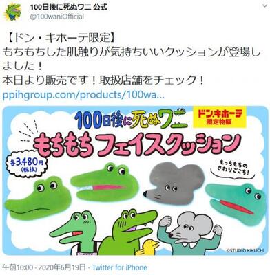 100日後に死ぬワニ のクッションがドン キホーテ限定で登場 絵本版 100にちごに しぬ ワニ も発売 ニコニコニュース 100日後に死ぬワニ のクッションがドン キホーテ限定で登場 絵本版 100にちごに しぬ ワニ も発売 ニコニコニュース
