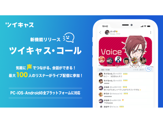 ツイキャス 最大同時100人が1つの配信に音声で参加できる新機能 ツイキャス コール を追加 ニコニコニュース